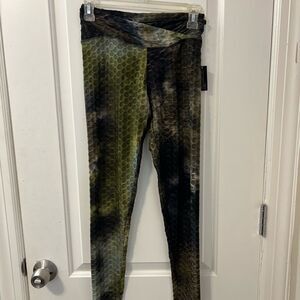 Derek Heart Green Black Honeycomb Mesh Leggings Size Small High Waist Stretchy